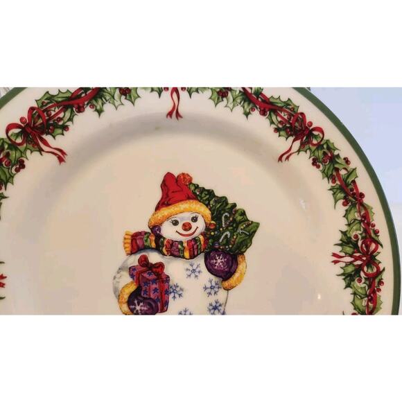 Retired Christopher Radko Holiday Snowman Christmas Tree Salad Plate New - Picture 3 of 5